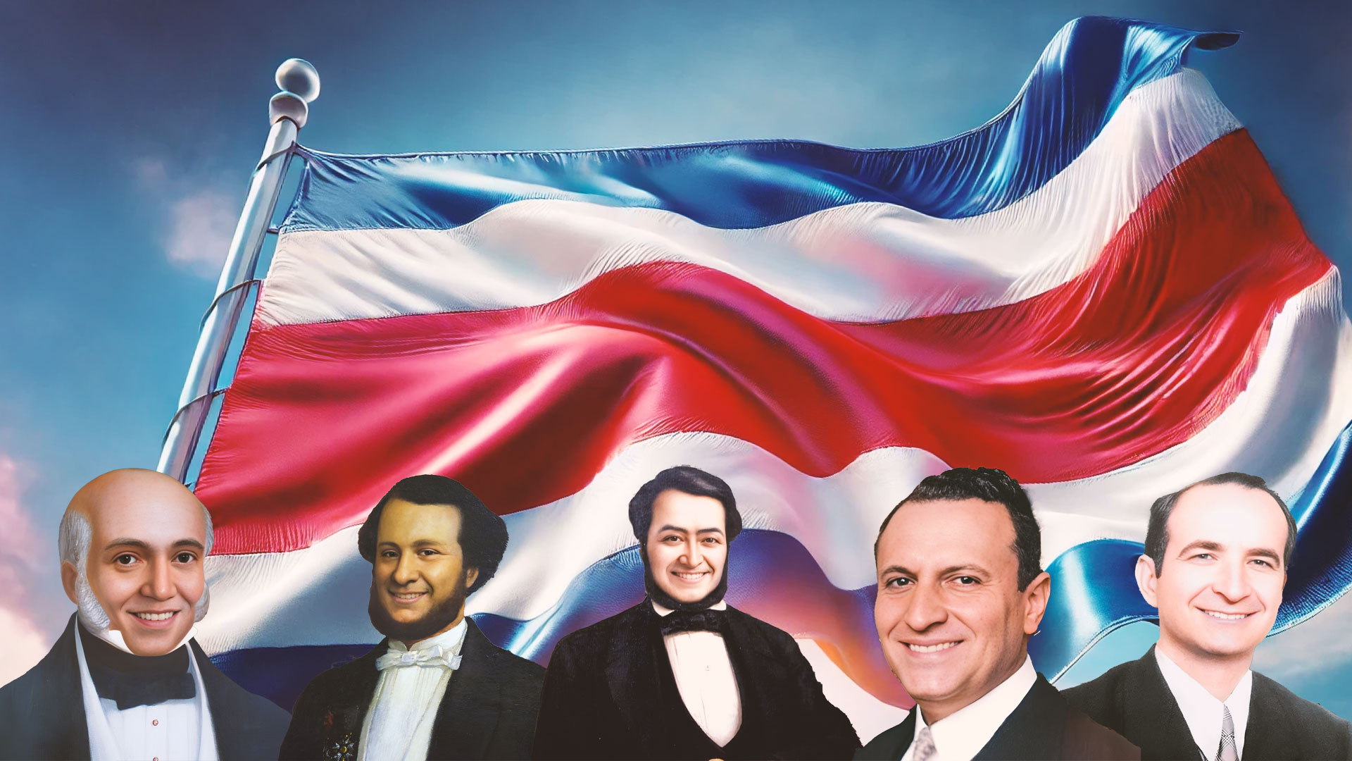 Former Presidents Smile in Their Popular Biographies on Costarricenses.cr Thanks to AI