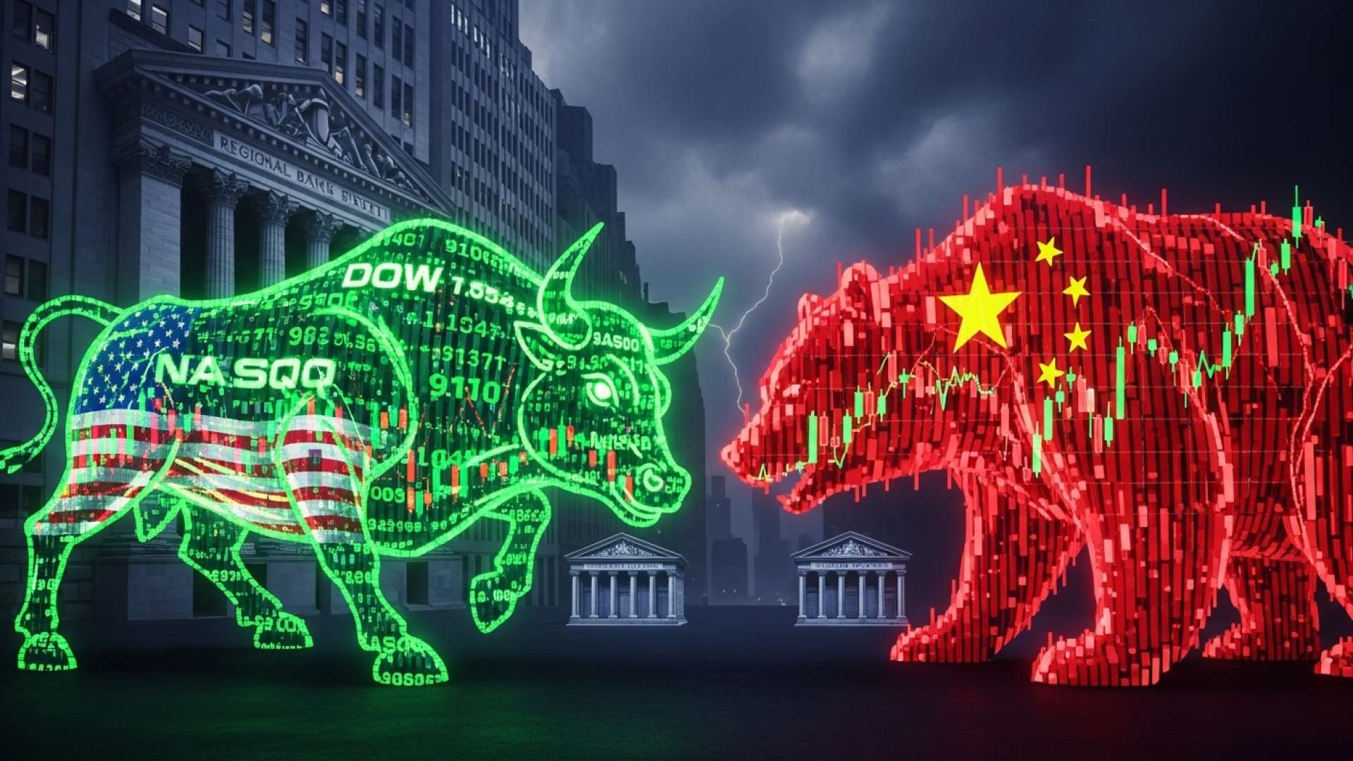 Wall Street Falters on Dual Fears of Banking Instability and China Tensions