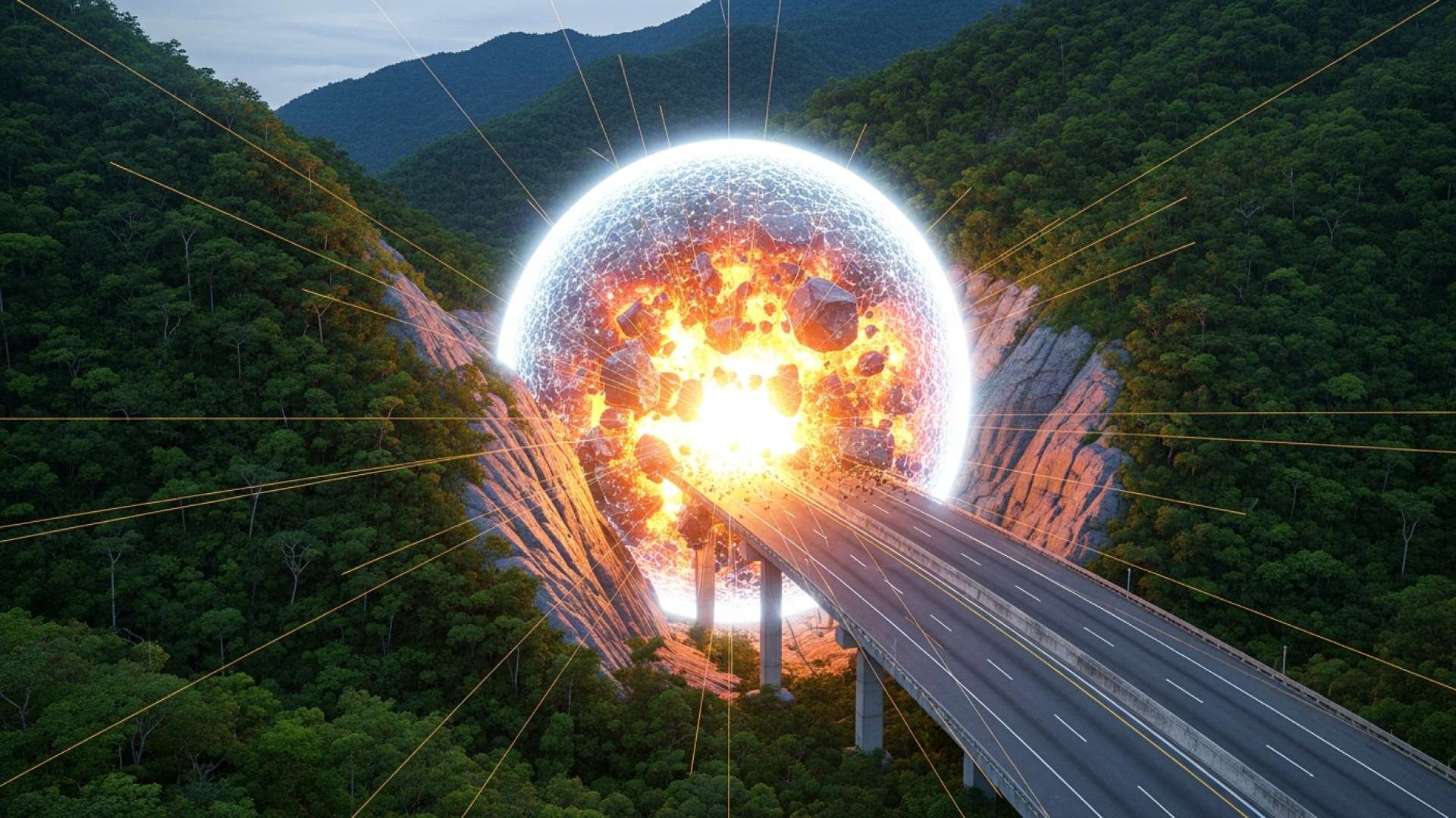 Authorities to Detonate 2500-Ton Boulder Threatening Key Highway